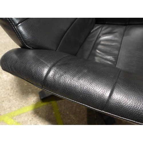 3043 - Kuka Karma Black Leather Swivel Reclining armchair with footstool, Original RRP £579.99 + vat    (30... 