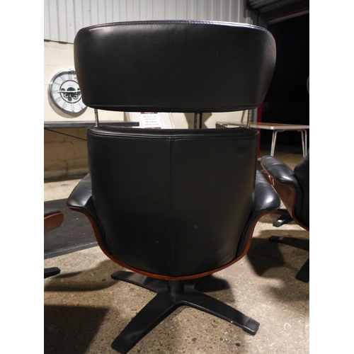 3044 - Kuka Karma Black Leather Swivel Reclining armchair with footstool, Original RRP £579.99 + vat  (309-... 