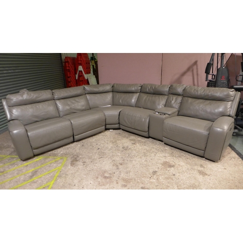 3045a - Kuka Paisley Leather Sectional Power Reclining (Damaged) Original RRP £1659.99 + vat       (309-64) ... 