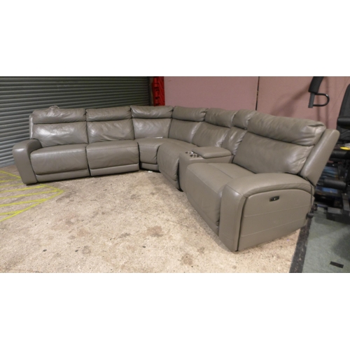 3045a - Kuka Paisley Leather Sectional Power Reclining (Damaged) Original RRP £1659.99 + vat       (309-64) ... 