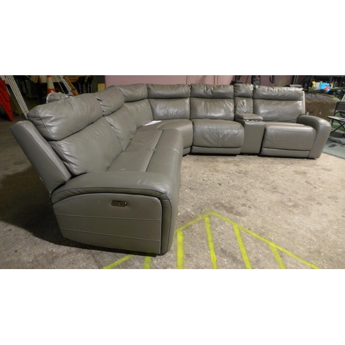 3045a - Kuka Paisley Leather Sectional Power Reclining (Damaged) Original RRP £1659.99 + vat       (309-64) ... 