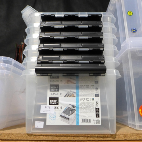 3476 - Six Smart Store 14l capacity storage boxes