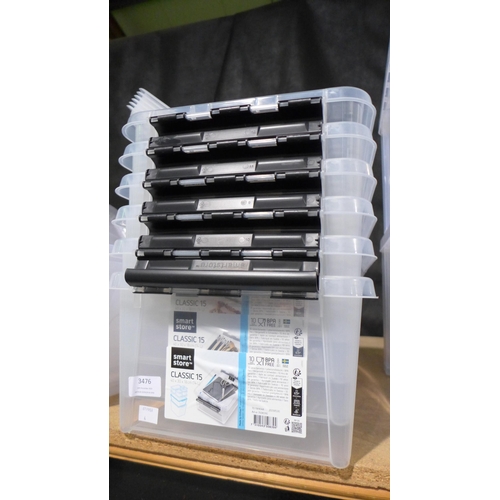 3476 - Six Smart Store 14l capacity storage boxes