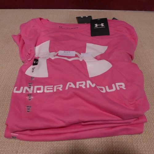 3127 - Five women's pink Under Armour T-shirts - size M  * this lot is subject to VAT