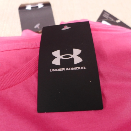 3127 - Five women's pink Under Armour T-shirts - size M  * this lot is subject to VAT