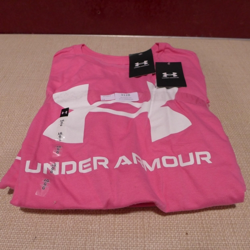 3128 - Five women's pink Under Armour T-shirts - size L  * this lot is subject to VAT