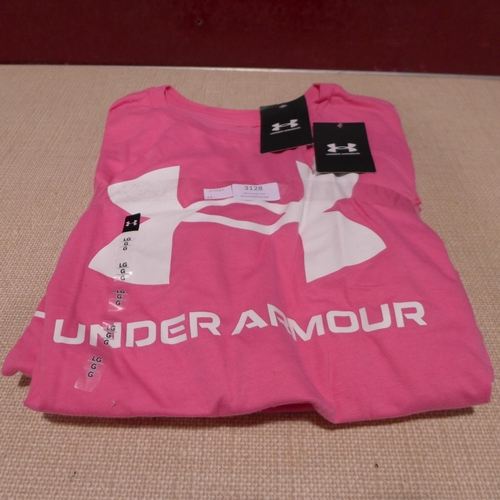 3129 - Five women's pink Under Armour T-shirts - size L  * this lot is subject to VAT