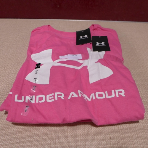 3130 - Five women's pink Under Armour T-shirts - size L  * this lot is subject to VAT