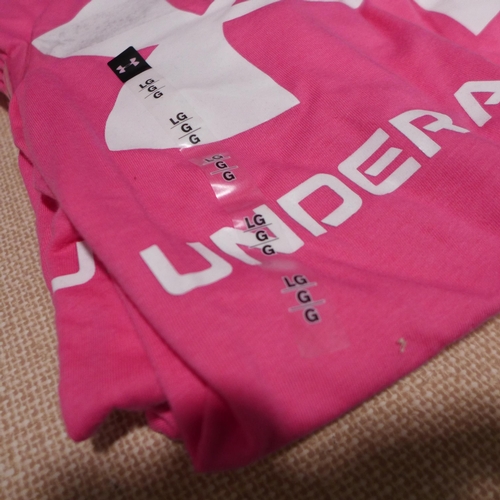 3130 - Five women's pink Under Armour T-shirts - size L  * this lot is subject to VAT