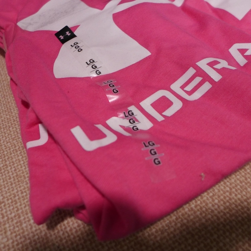 3131 - Five women's pink Under Armour T-shirts - size L  * this lot is subject to VAT