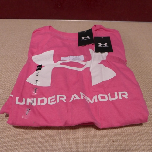 3132 - Five women's pink Under Armour T-shirts - size L  * this lot is subject to VAT