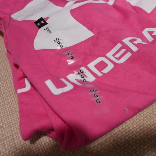 3132 - Five women's pink Under Armour T-shirts - size L  * this lot is subject to VAT