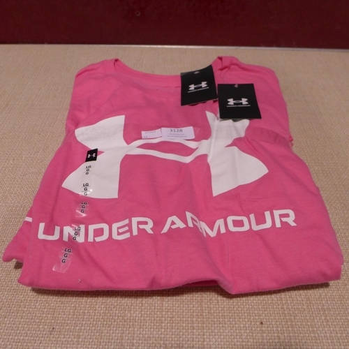 3133 - Five women's pink Under Armour T-shirts - size L  * this lot is subject to VAT