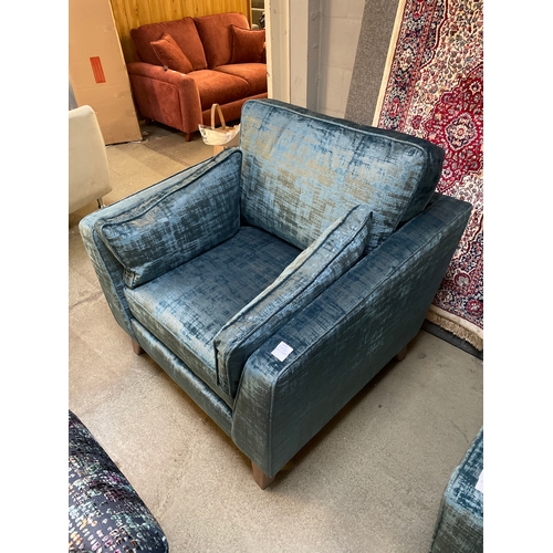 1465 - A Barker and Stonehouse dolce teal velvet upholstered armchair RRP £999