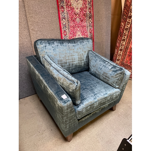 1466 - A Barker and Stonehouse dolce teal velvet upholstered armchair RRP £999