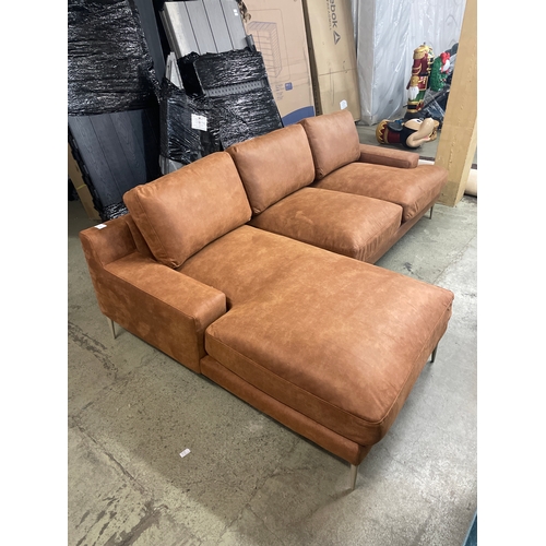 1481 - A tan vegan leather upholstered LHF corner sofa/chaise