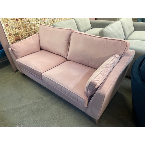 1473 - A Barker and Stonehouse cherry blossom velvet upholstered three seater sofa RRP £1499