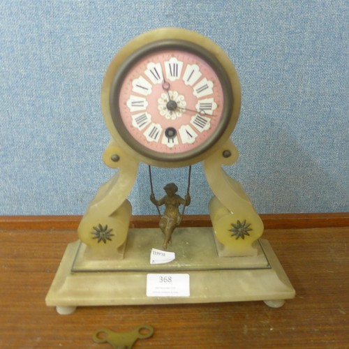 368 - A 19th Century French alabaster mantel clock