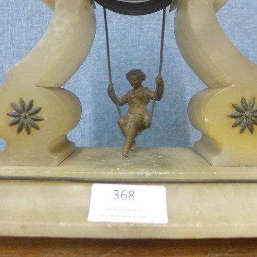 368 - A 19th Century French alabaster mantel clock