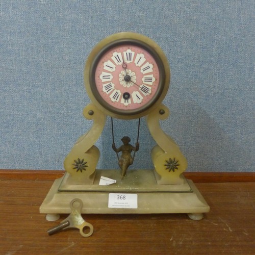 368 - A 19th Century French alabaster mantel clock