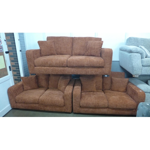 1328A - A Shada Hopsack copper three seater sofa and pair of two seater sofas RRP £2498