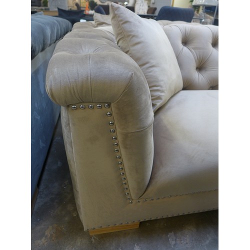 1360 - A Newport brushed gold buttoned velvet three and two seater sofa * This lot is subject to VAT