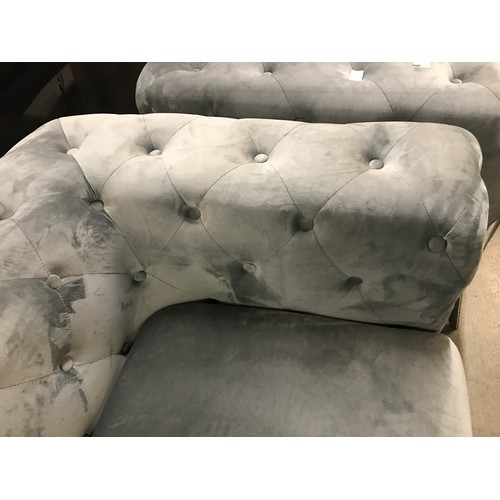 1344 - A Matrix grey buttoned velvet three and two seater sofa * This lot is subject to VAT