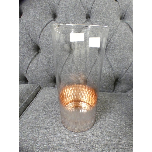 1400 - A copper hexagonal patterned vase