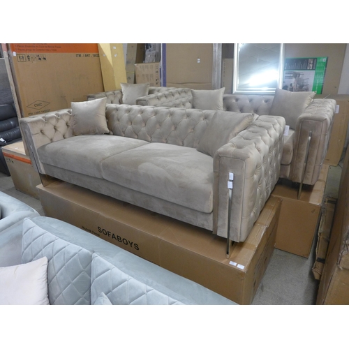 1455 - A Fenzi brushed gold three seater, two seater and armchair * this lot is subject to VAT