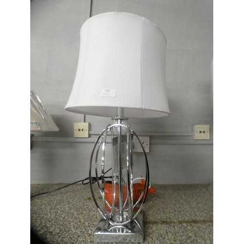 1461 - A large 'Style Craft' glass and chrome table lamp with white shade