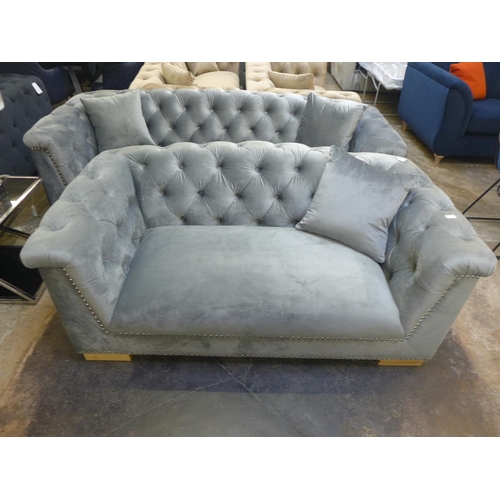 1346 - A Newport grey buttoned velvet three and two seater sofa * This lot is subject to VAT