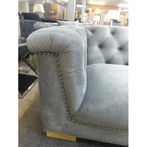 1346 - A Newport grey buttoned velvet three and two seater sofa * This lot is subject to VAT
