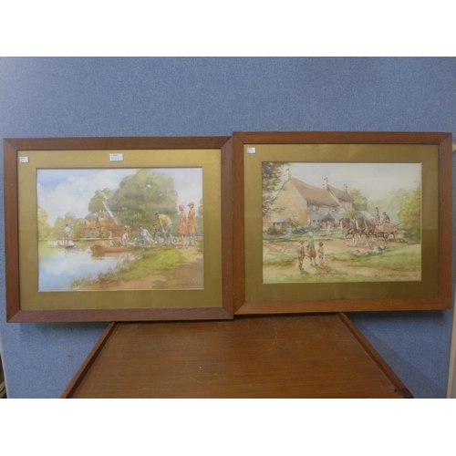 355 - Douglas E. West, pair of landscapes, watercolour, framed