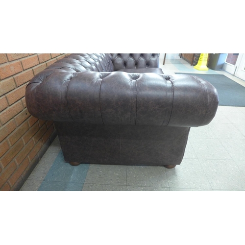 1306 - A Scholar chocolate distressed leather upholstered Chesterfield three seater sofa , RRP £2400 * this... 