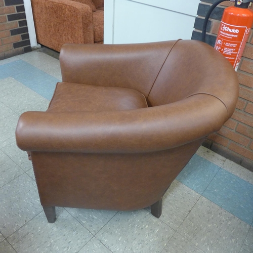 1308 - A Hoots mocha hobnail leather upholstered hoots chair , RRP £1390 * this lot is subject to VAT