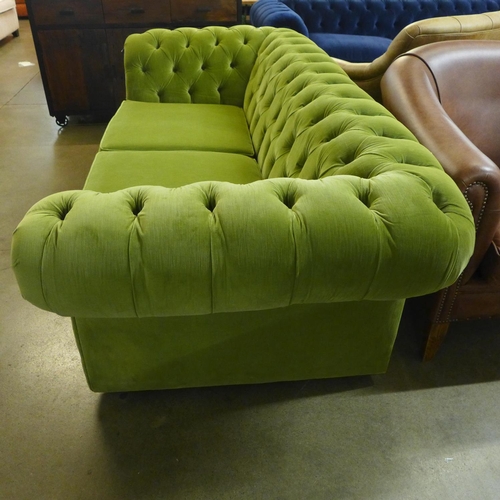 1329 - A Scholar willow vintage velvet three seater Chesterfield sofa, RRP £2595 * this lot is subject to V... 