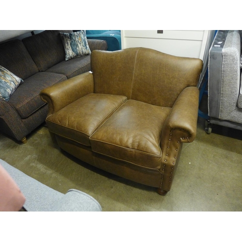 1381 - An Eva vintage mocha leather club sofa , RRP £2075* this lot is subject to VAT