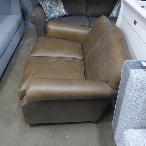 1381 - An Eva vintage mocha leather club sofa , RRP £2075* this lot is subject to VAT