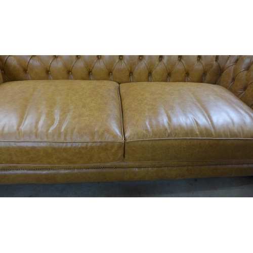 1385 - A Judge, Hobnail Saddle leather upholstered Chesterfield style four seater sofa, RRP £2800 * this lo... 