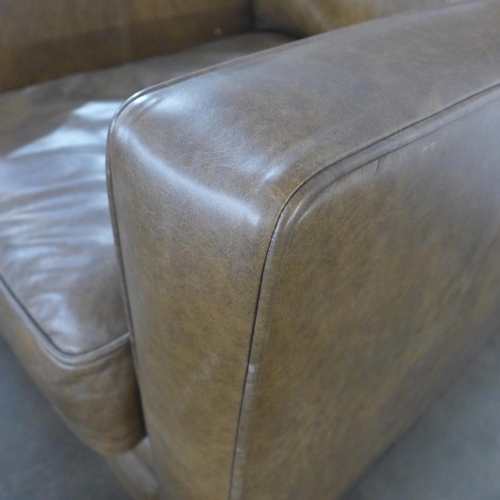 1397 - A Whitechapel mocha leather square armed armchair, RRP £1390 * this lot is subject to VAT