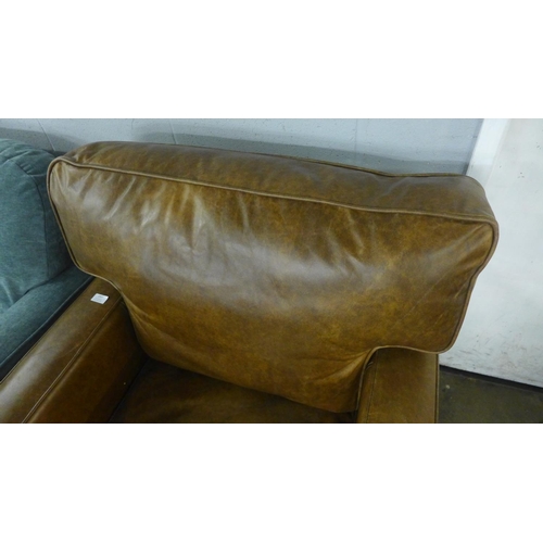1397 - A Whitechapel mocha leather square armed armchair, RRP £1390 * this lot is subject to VAT