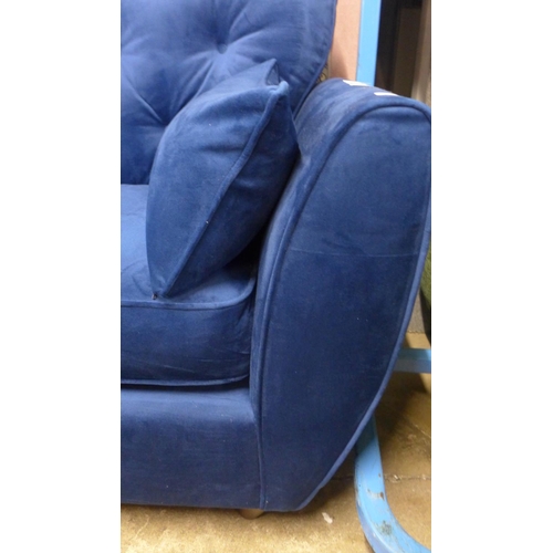 1413 - A blue velvet Hoxton three seater sofa - RRP £799