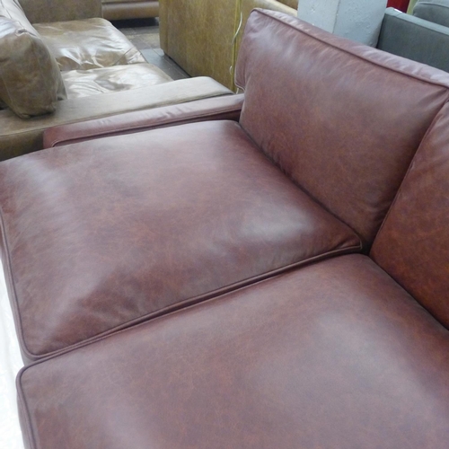 1450 - A Whitechapel Hobnail conker leather square armed sofa bed , RRP £2675* this lot is subject to VAT