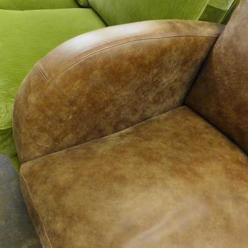 1452 - A Camden Art Deco inspred mocha leather two seater sofa, RRP £2265 * this lot is subject to VAT