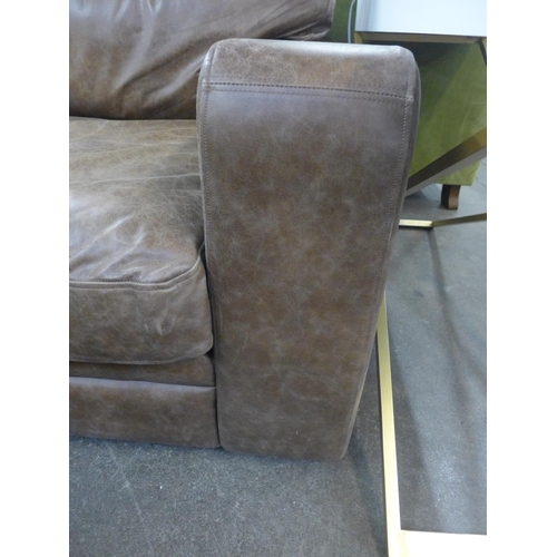 1462 - An Urbanite vintage tan leather square armed three seater sofa, RRP £2760 * this lot is subject to V... 