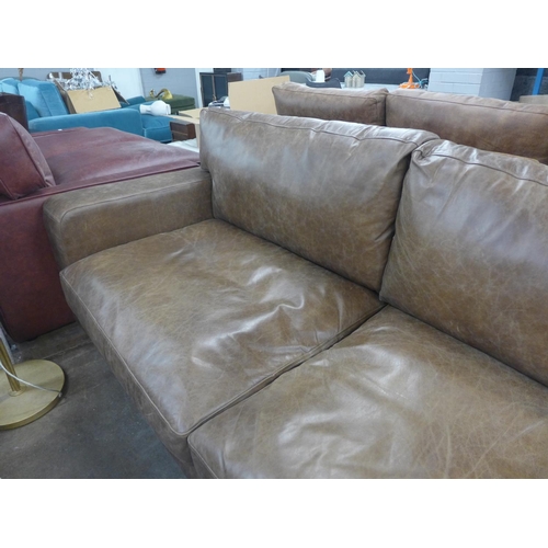 1462 - An Urbanite vintage tan leather square armed three seater sofa, RRP £2760 * this lot is subject to V... 