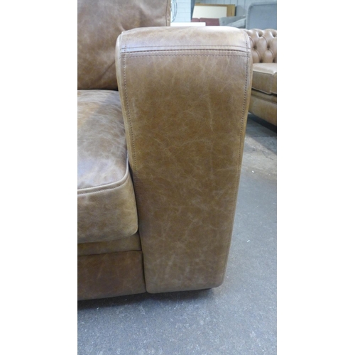 1463 - An Urbanite tan leather square armed three seater sofa, RRP £2760 * this lot is subject to VAT