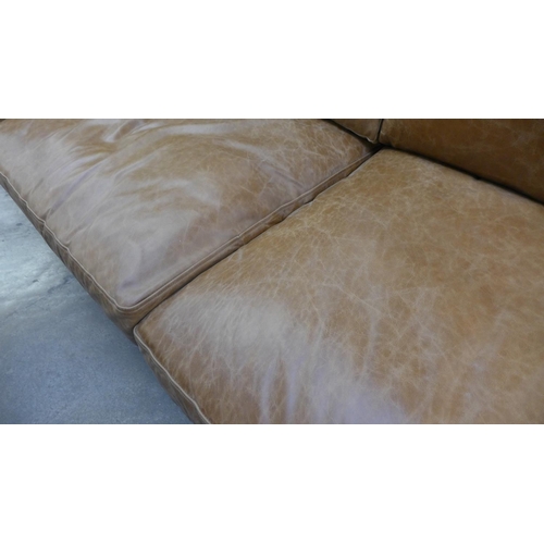 1463 - An Urbanite tan leather square armed three seater sofa, RRP £2760 * this lot is subject to VAT