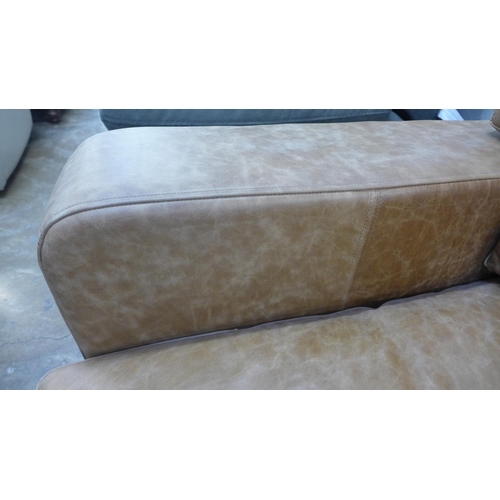 1463 - An Urbanite tan leather square armed three seater sofa, RRP £2760 * this lot is subject to VAT