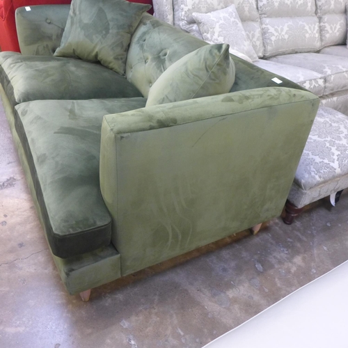 1469 - A John Lewis green velvet button back two seater sofa